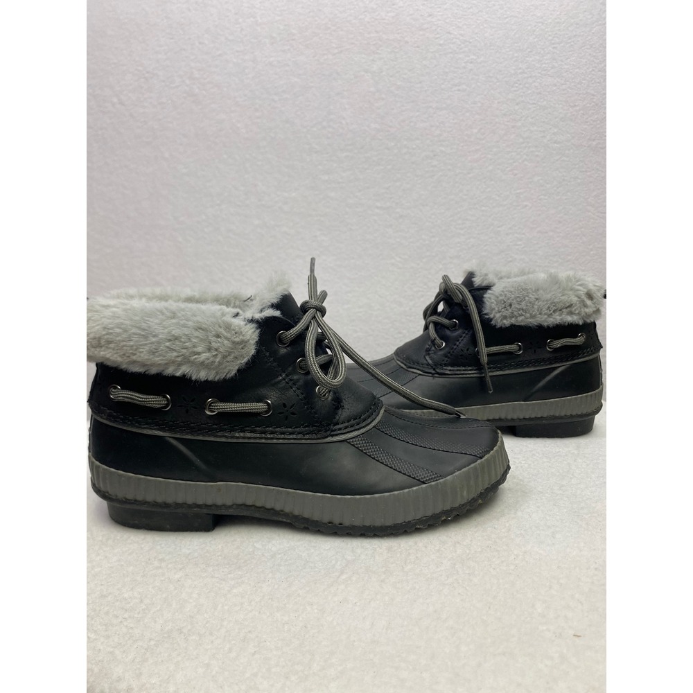 J Sport Womens Black Faux Fur Lined Duck‎ Boots Waterproof Size 6M